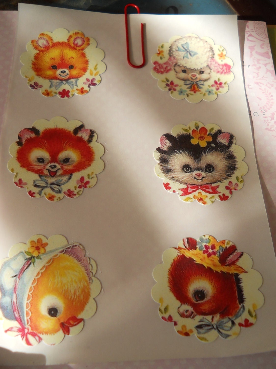 Cute Retro Baby Animals Vintage Kawaii Stickers