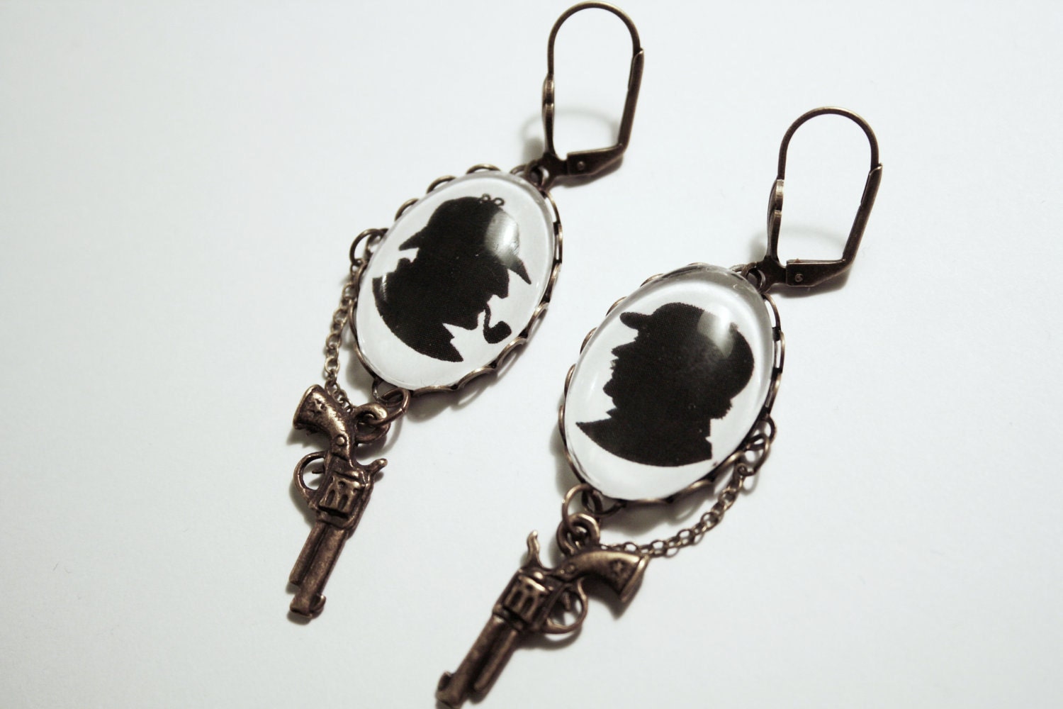 Silhouette Earrings - Sherlock Holmes and Dr Watson