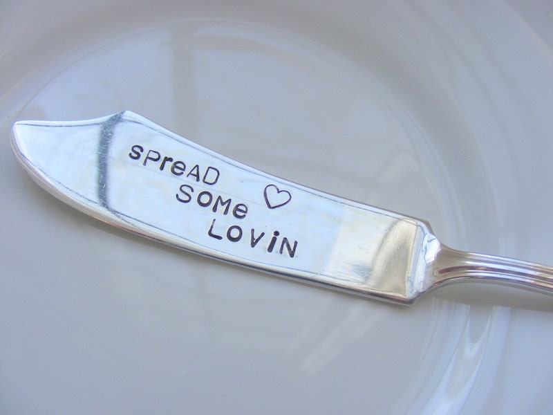 Hand Stamped Cheese Butter Knife Spread Some Lovin