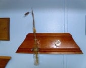 Vintage Shabby Chic Upcycled, Recycled Wall Rack, Natural Wood, Glass Knob and Bottle