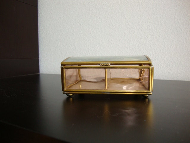 vintage brass and glass trinket box