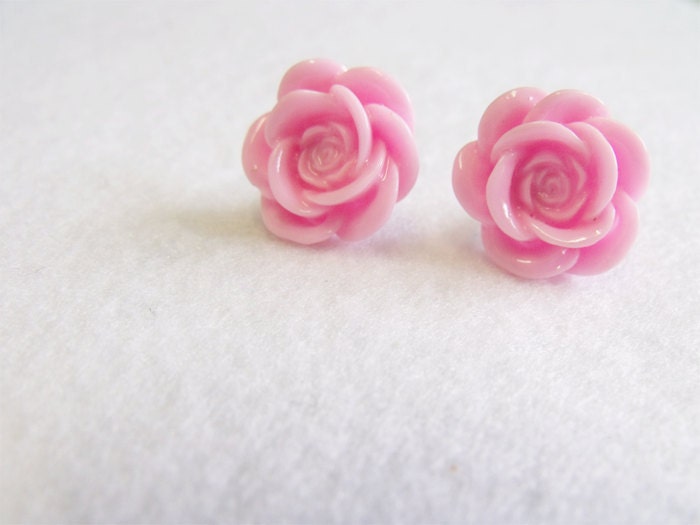 Pink Flower Earrings