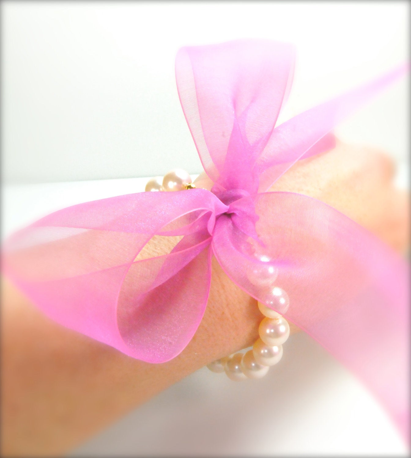 Pearl and Ribbon Bracelets:) Bridal Jewelry Bridesmaids