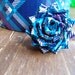 SALE Blue and Purple Plaid Duck Duct Tape Bitty Rose on Alligator Clip