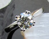 Diamond Solitaire Platinum Engagement Ring Round Brilliant Cut Diamond