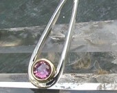 Purple Sapphire Pendant in Sterling Silver with 14k Yellow Gold September Birthstone Gemstone Jewelry