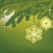 Christmas Premade Etsy Shop Banner and Avatar Green Branches and Snowflakes Bells