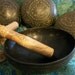 Singing Bowl Hand Hammered Black Engraved - India - Vintage Sale