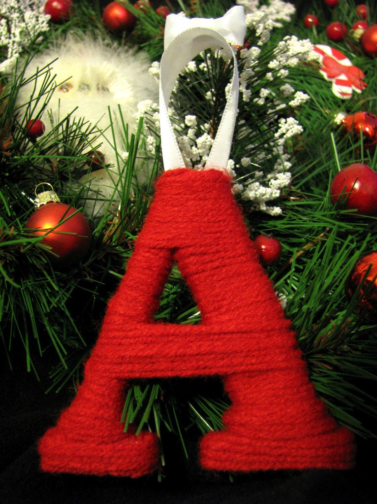 Letter Initial Yarn Ornament Christmas Tree Decoration
