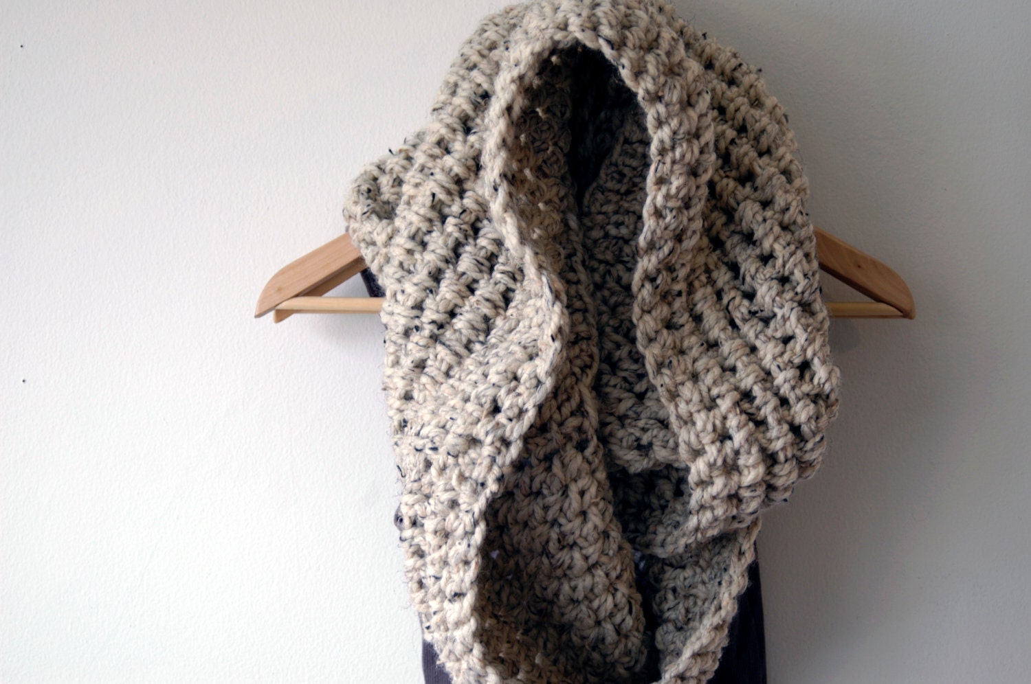 Chunky scarf, cowl, infinity scarf -The Abington Warmer in oatmeal
