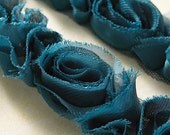 Fabric Flowers Ribbon Trim, Peacock color Bloomers