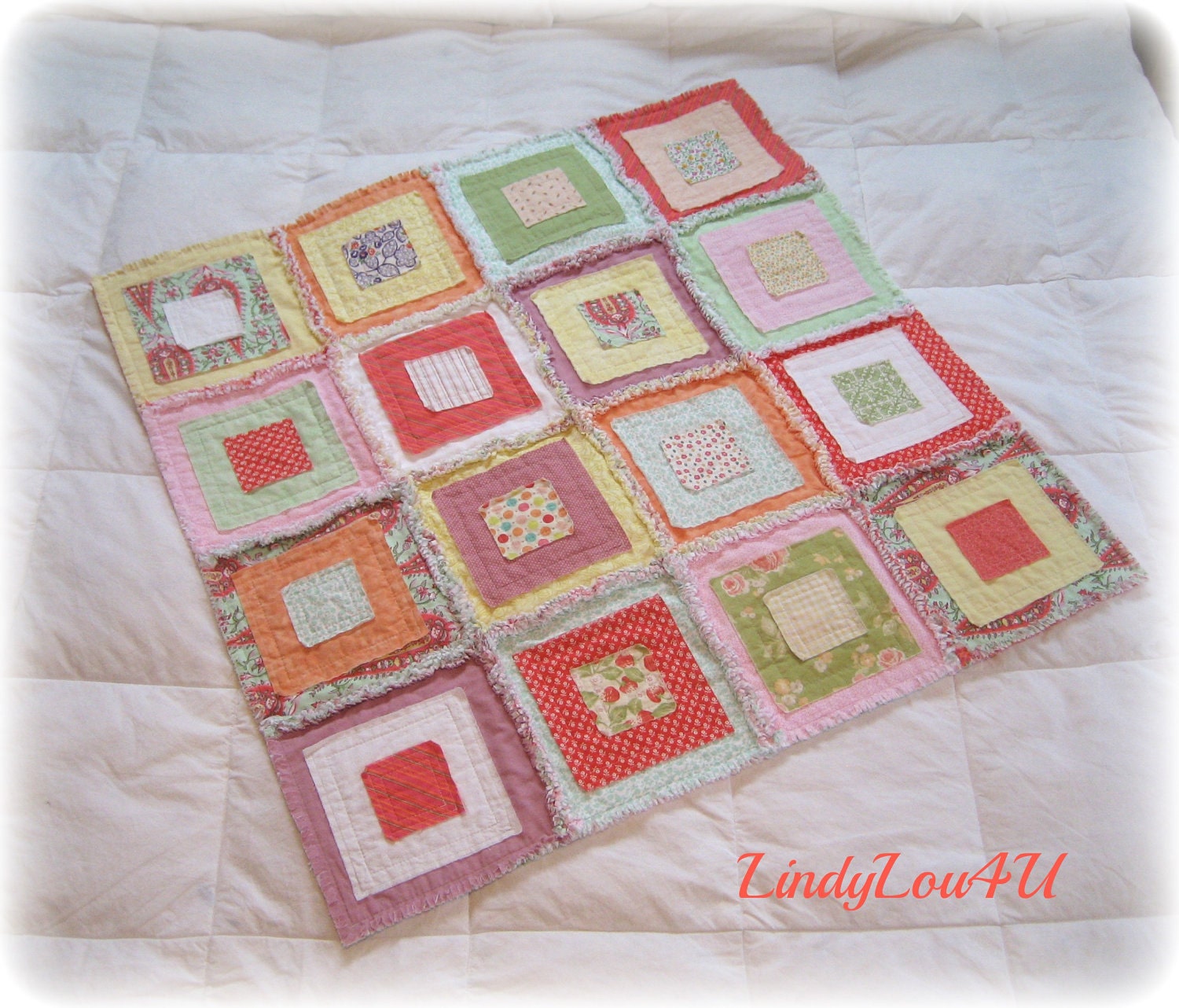 Child Baby Blanket Pet Blanket Quilt  Pastel Tones Handmade Pet Lover Home Decor Gladdy Tatty Grande