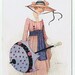 With a Huge Hat the Parasol is Overkill - Art Deco signed Italian PC circa 1917