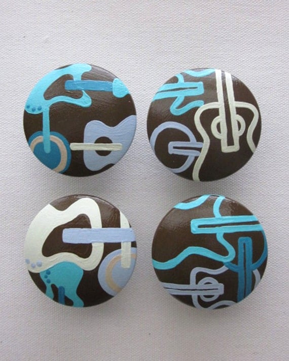 Guitar Rock and Roll Knobs Drawer Pulls by FrogsAndFairytales