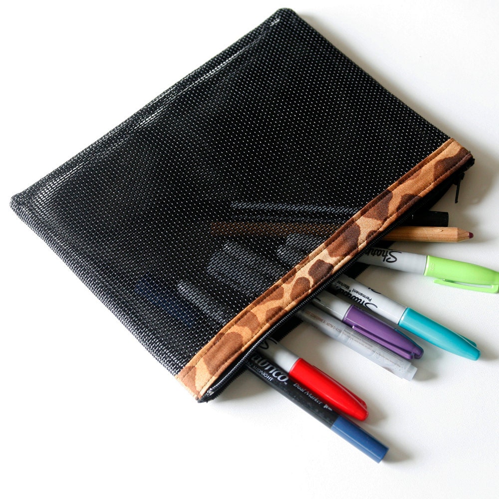 Giraffe animal print pen and pencil zippered pouch, school supply