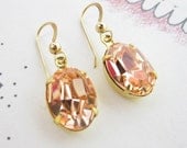 Vintage Earrings Peach Earrings Drop Earrings Estate Style Earrings Peach Jewelry Wedding Jewelry