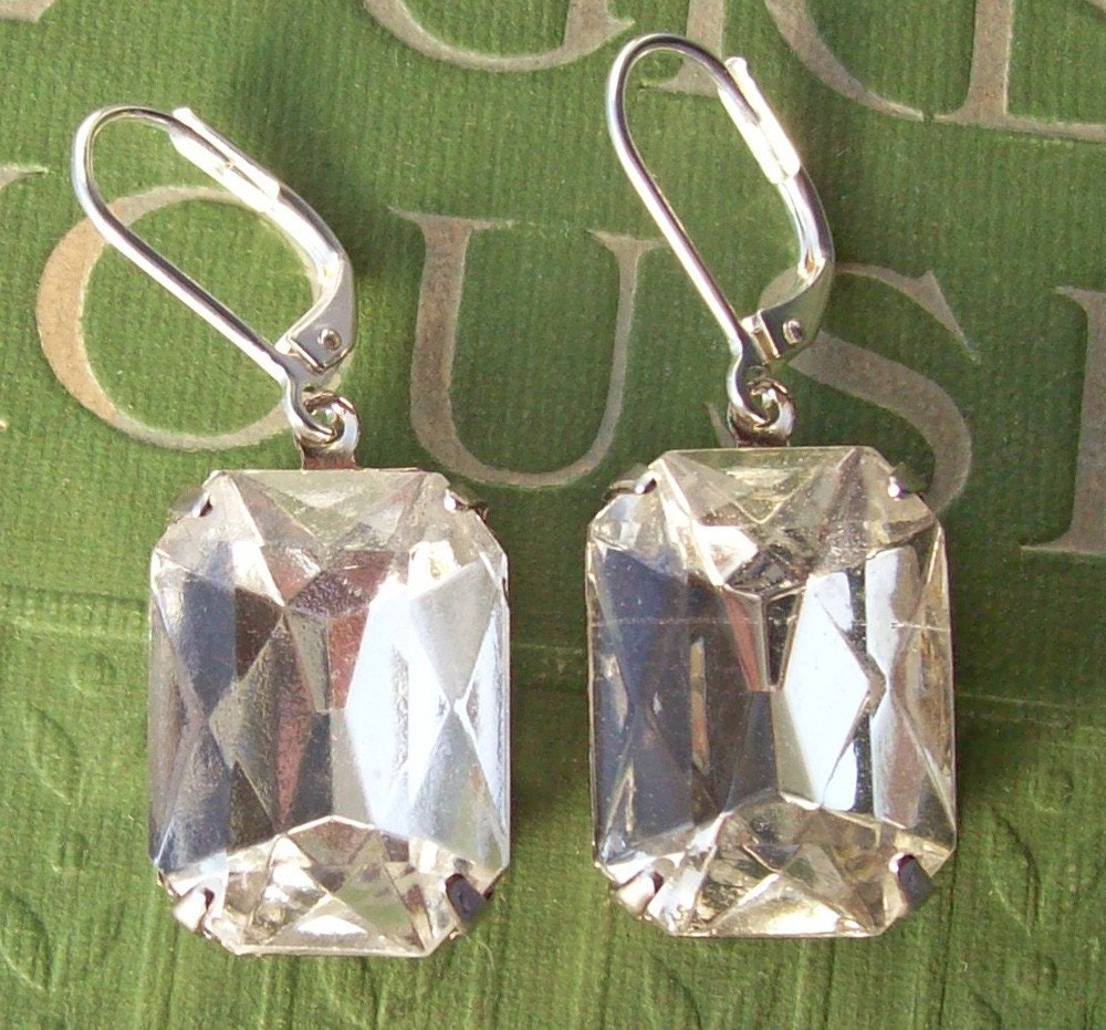 Clear Crystal Bridal Earrings Vintage Rhinestone Earrings Bridal Wedding Jewelry - Glamorous Jewelry