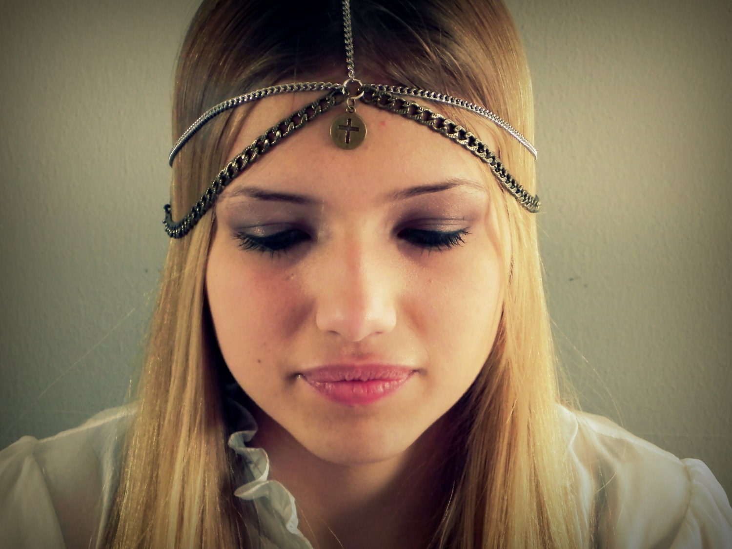 Brass Grunge Metal Head Piece Crown