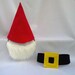 Red Hat with Attached Beard Black Belt with Buckle INFANT COSTUME photo props
