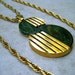 Vintage Trifari Pendant Necklace Lucite Marbled Green Gold Tone
