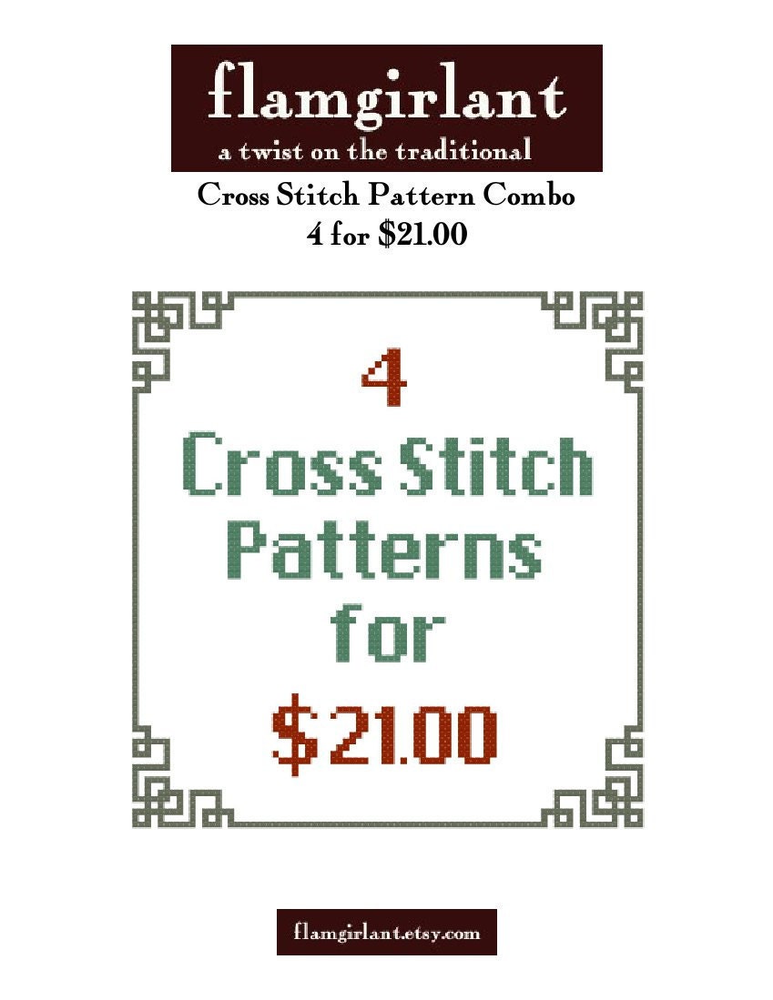4 Cross Stitch Patterns for 21.00