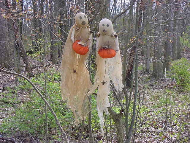 Primitive Ghost Door Doll with Pumpkin and Spiders hafair by angelbugprims Halloween Home Decor