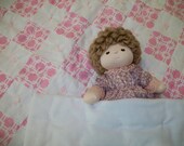 Pink and white hand-tied baby quilt, extra fluffy