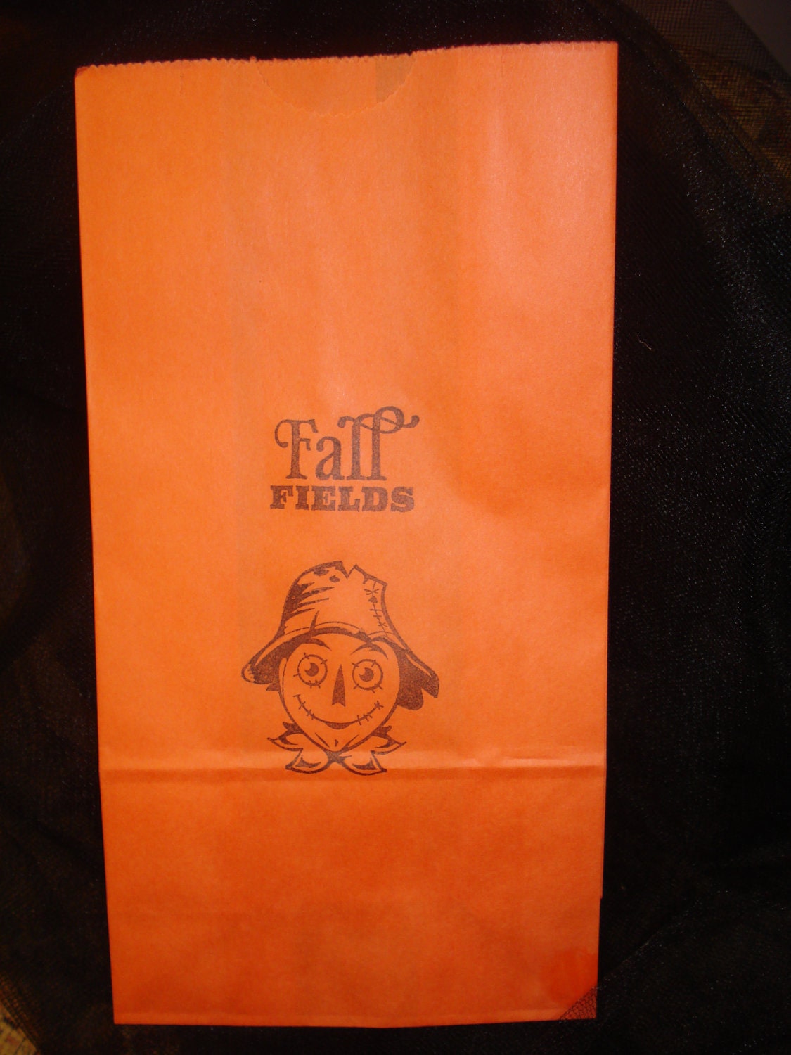 Fall Harvest Wedding Candy Buffet Bags Orange Childs Halloween Party 6 Paper Scarecrow Fall  Fields Stamp Favor Gift treats favors loot
