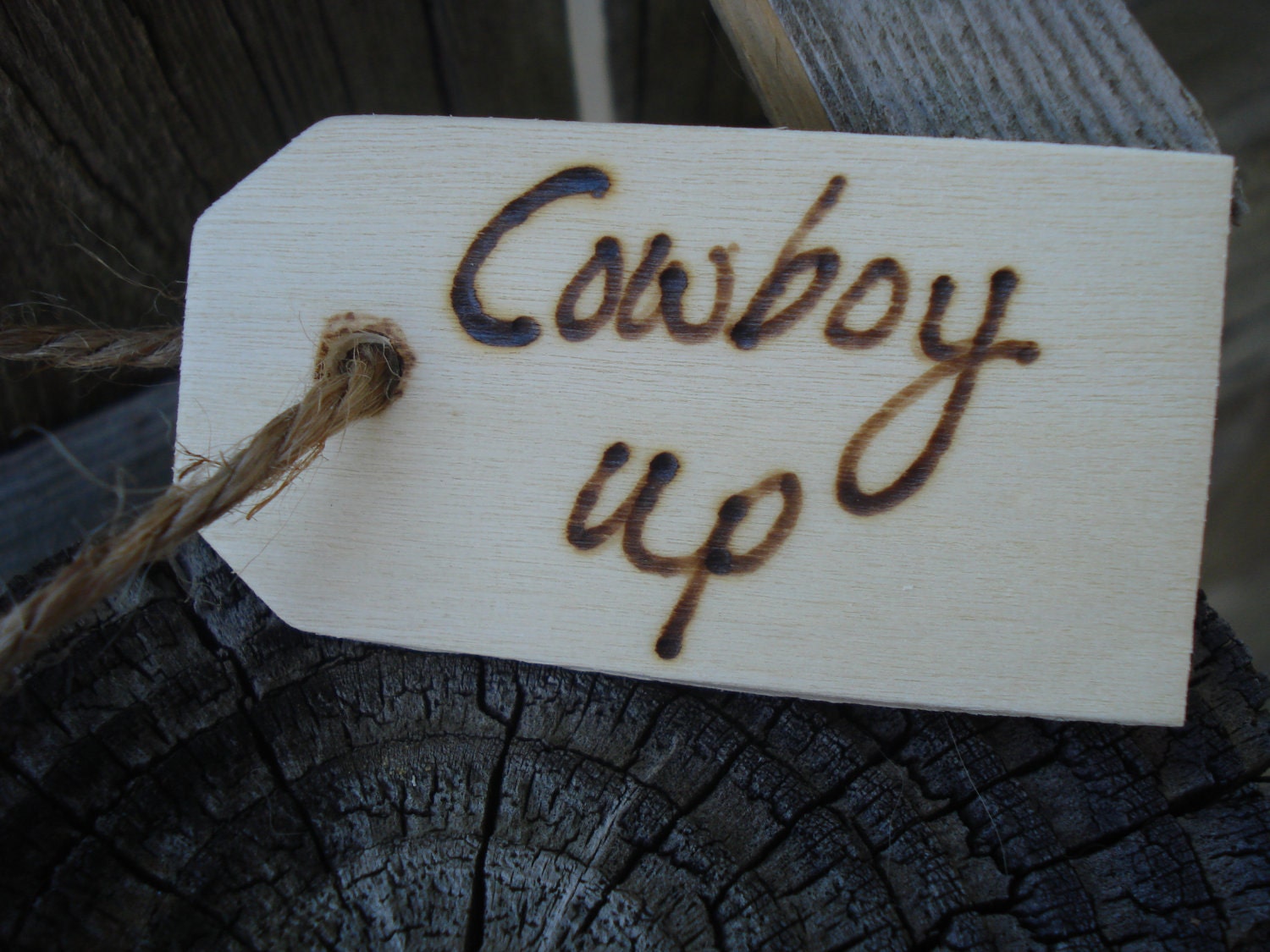 Western Cowboy Up Birthday Cowgirl Wood Tag Gift Favor Wedding Rustic Mason jar Party Man Cave Rodeo barn fall harvest