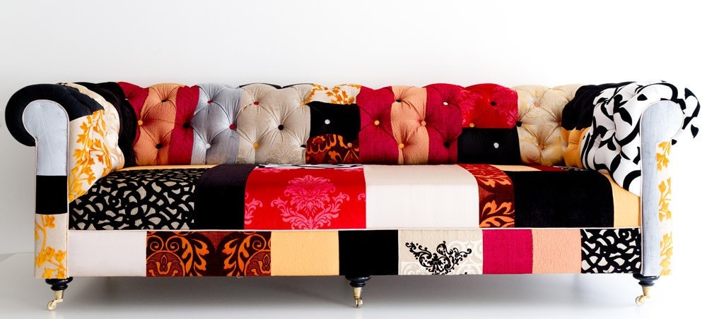 SALE chesterfiled sofa patchwork