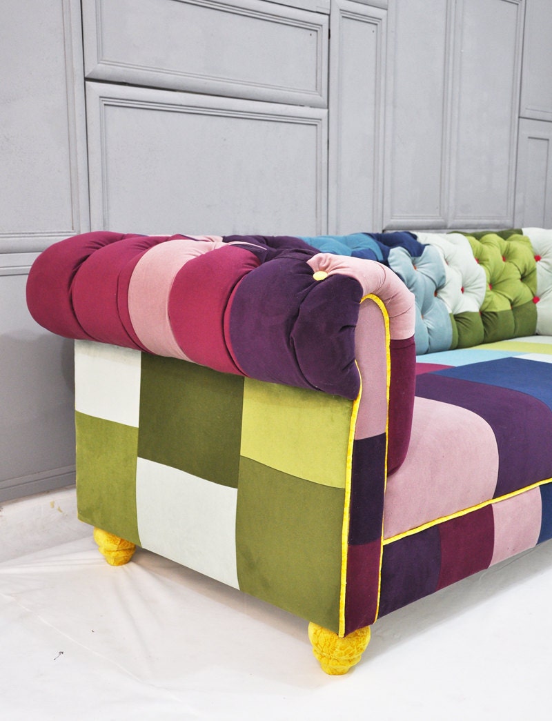 RESERVED listing for JODY: chesterfield patchwork sofa
