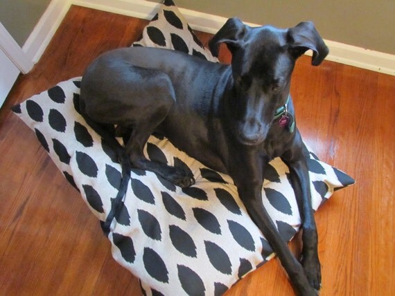 Dog Bed Black/Denton Ikat Pet Duvet Cover-Large