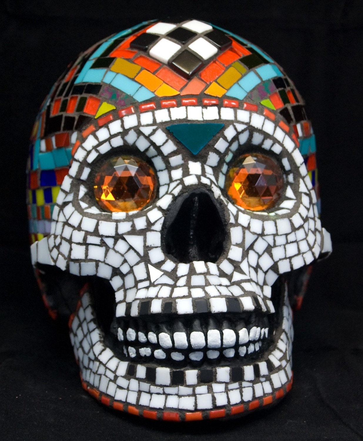 RESERVED for blugirl111 Life size Mosaic Dia de los Muertos Skull