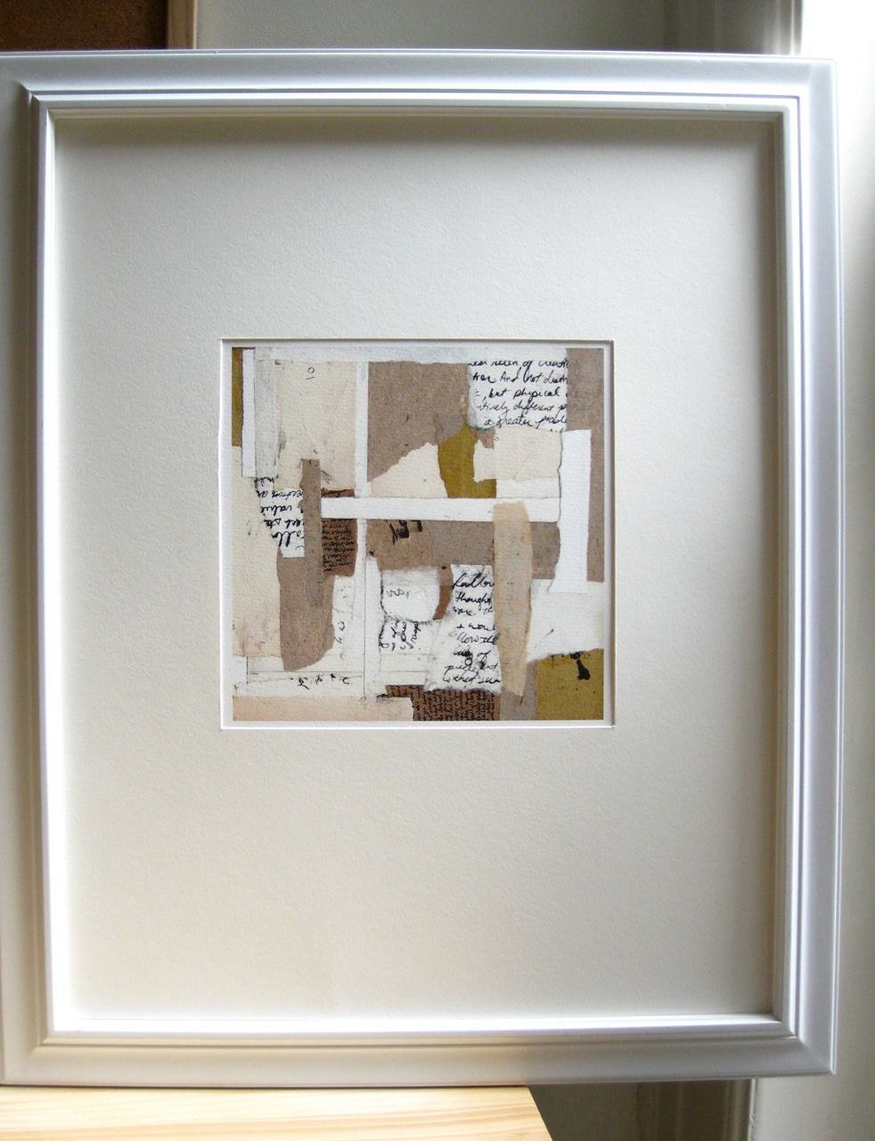 Abstract fine art PRINT of Neutral Collage Painting, 8x8 - archival PRINT Composition 01
