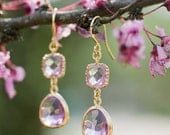 double lavender drop earrings