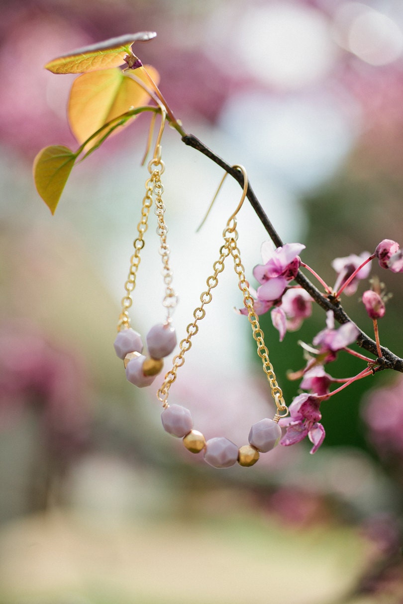 lavender & gold nugget earrings