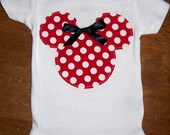 Minnie Mouse Onesie Size newborn to 24 month onesie or size 2 or 4 shirt
