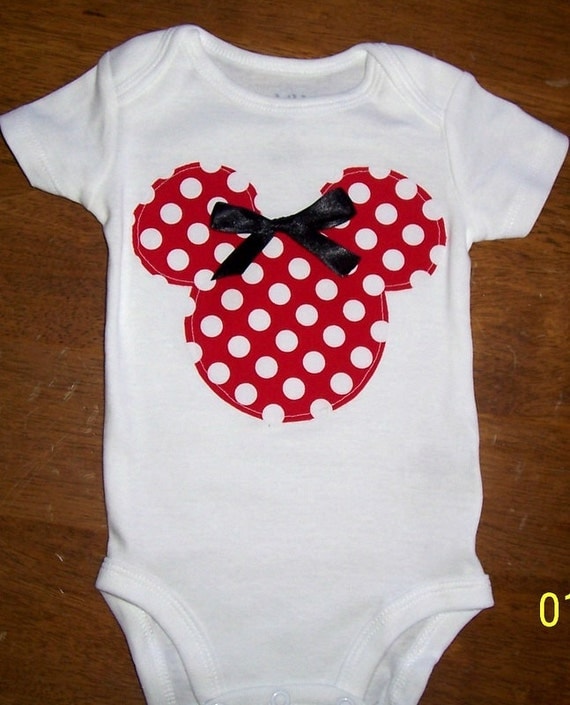 Minnie Mouse Onesie Size newborn to 24 month onesie or size 2 or 4 shirt