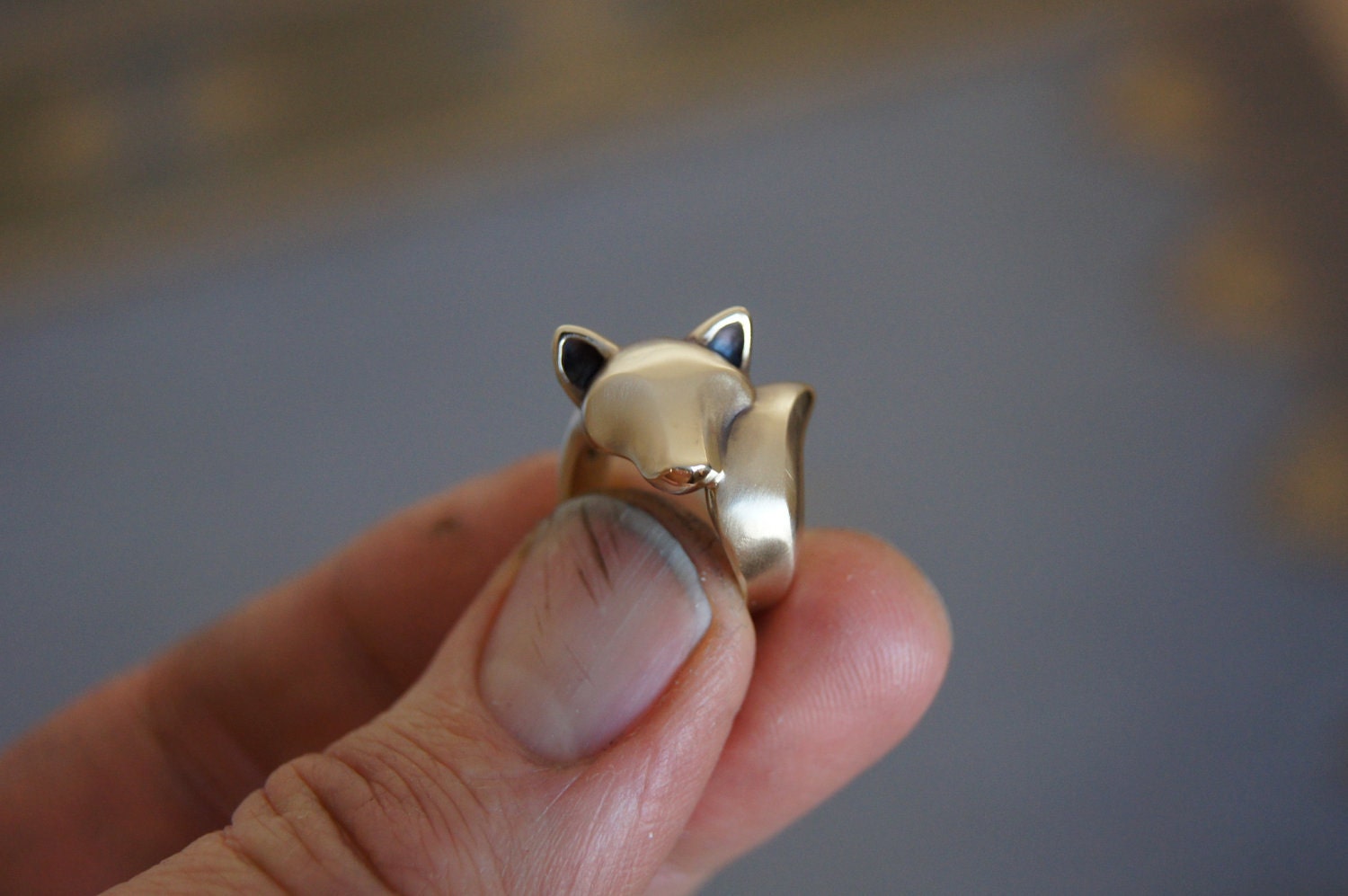 shiba inu  ring, bronze, satin finish.