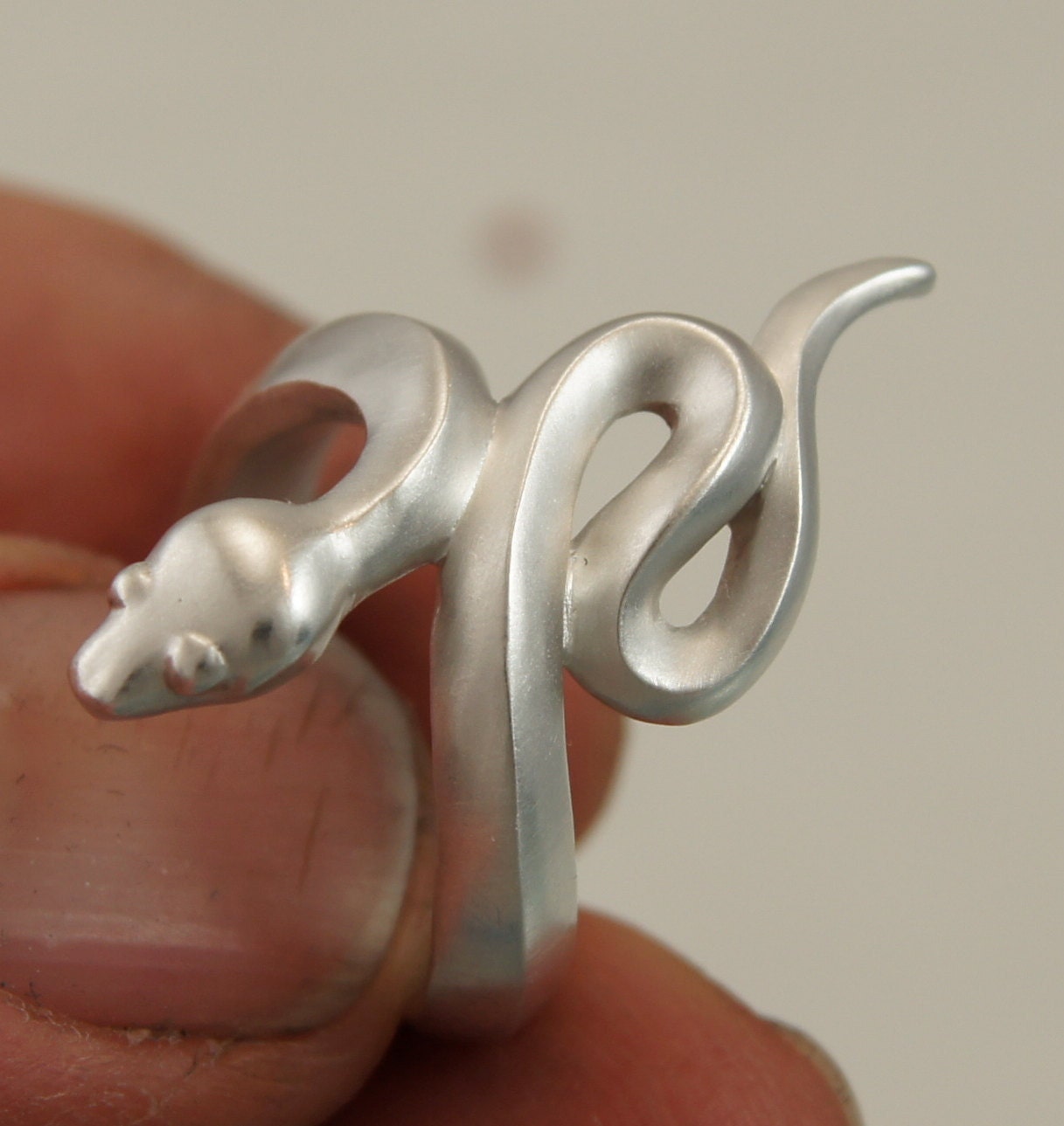 boa snake ring, silver