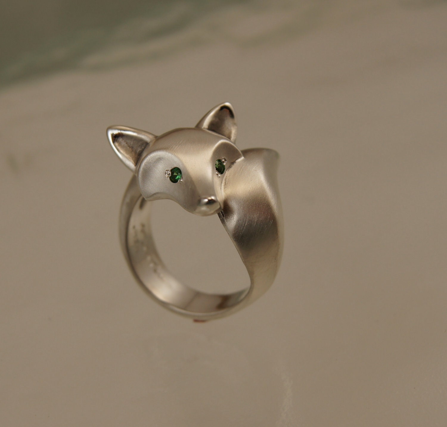 silver fox ring . pick your eye color. "satin" finish