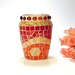 Stained glass mosaic vase orange and red