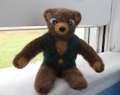 READY TO SHIP Needle Felt Teddy Bear with Waistcoat / Woodland Gentleman Bear Doll / Waldorf Inspired Soft Toy / Miniature Animal Figurine