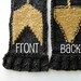 Eco Gold Arrow Knitted Scarf in Recycled Yarn w Charity Tree Donation, Geometric Fashion Accessory, Charcoal Grey Mustard Yellow, Mockingjay