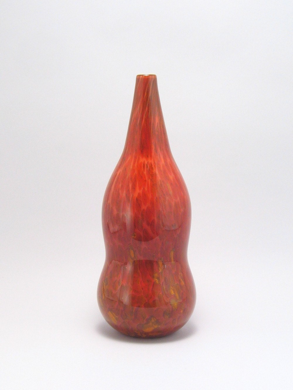 Blown Glass Vessel Violin Shape - autumn harvest rust brown fall home decor
