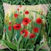 Textile Art Poppy flower pillow cover  Decorative Pillows