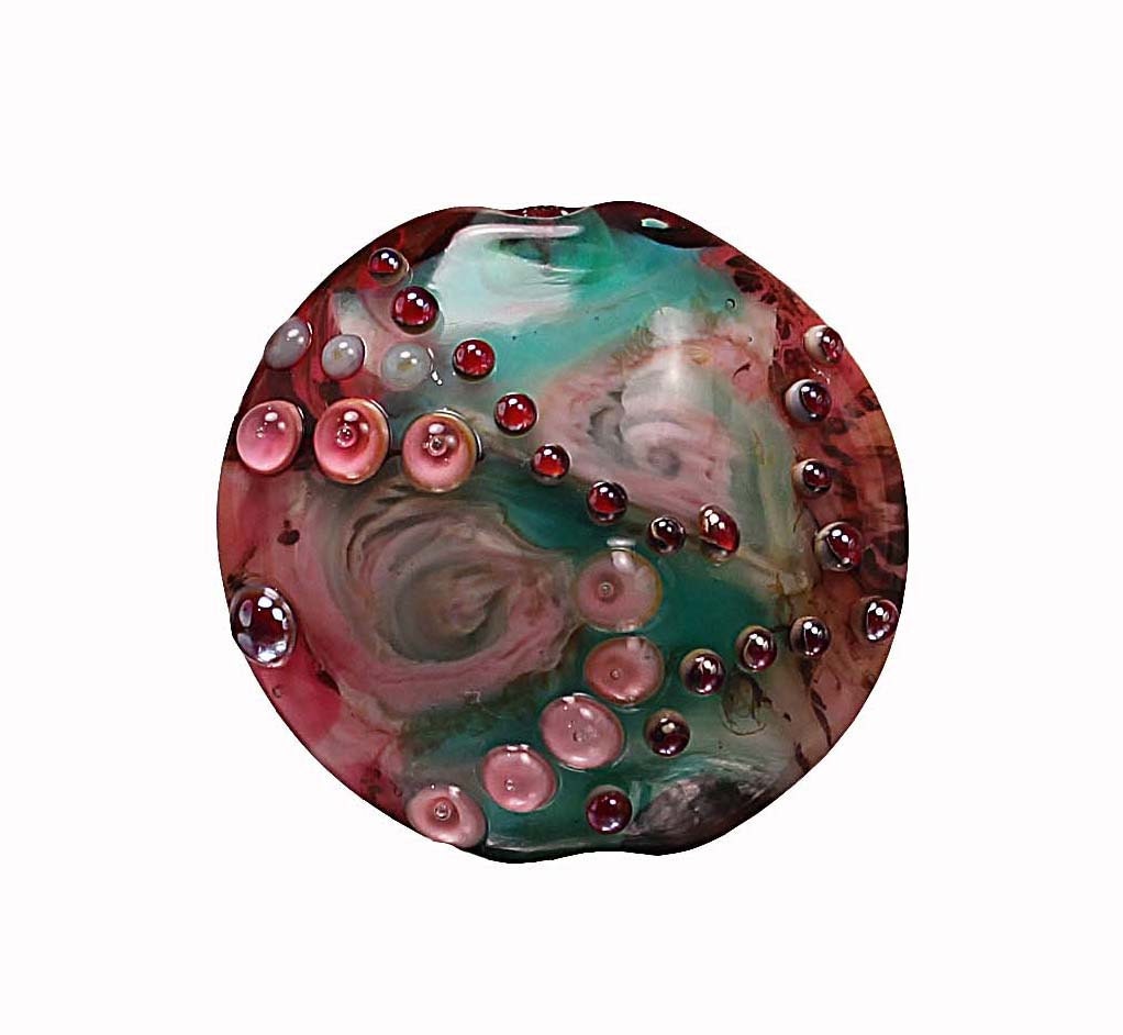 Pink Mist handmade unique lampwork bead focal glass bead by Ema K sra ooak