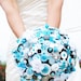 Stunning Aqua White Silver Black Button Broach CUSTOM Wedding Bouquet- DEPOSIT