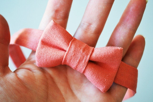 Bowtie in Coral Linen- Newborns and Toddlers