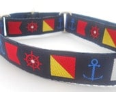 Martingale Dog Collar -  Nautical Flags with Anchor and Ships Wheel